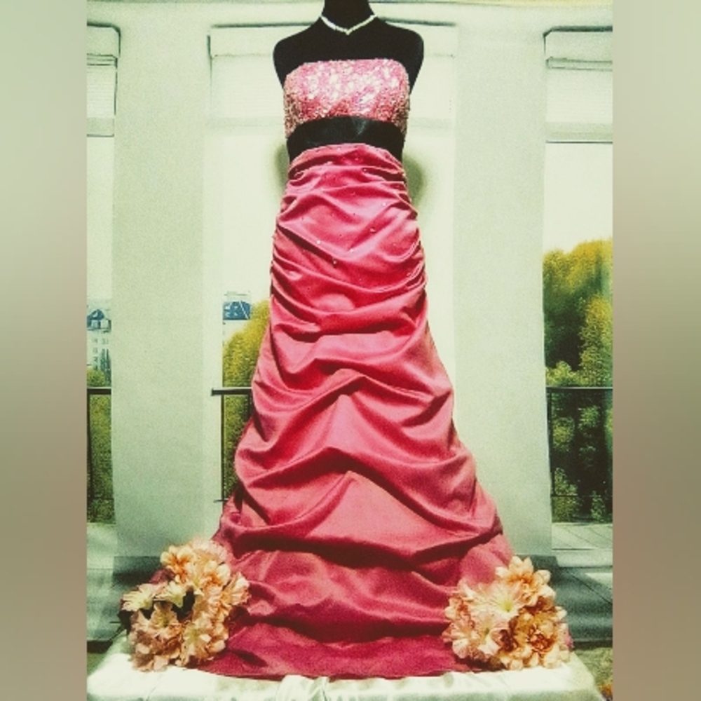 Elegant Pink Strapless Gown